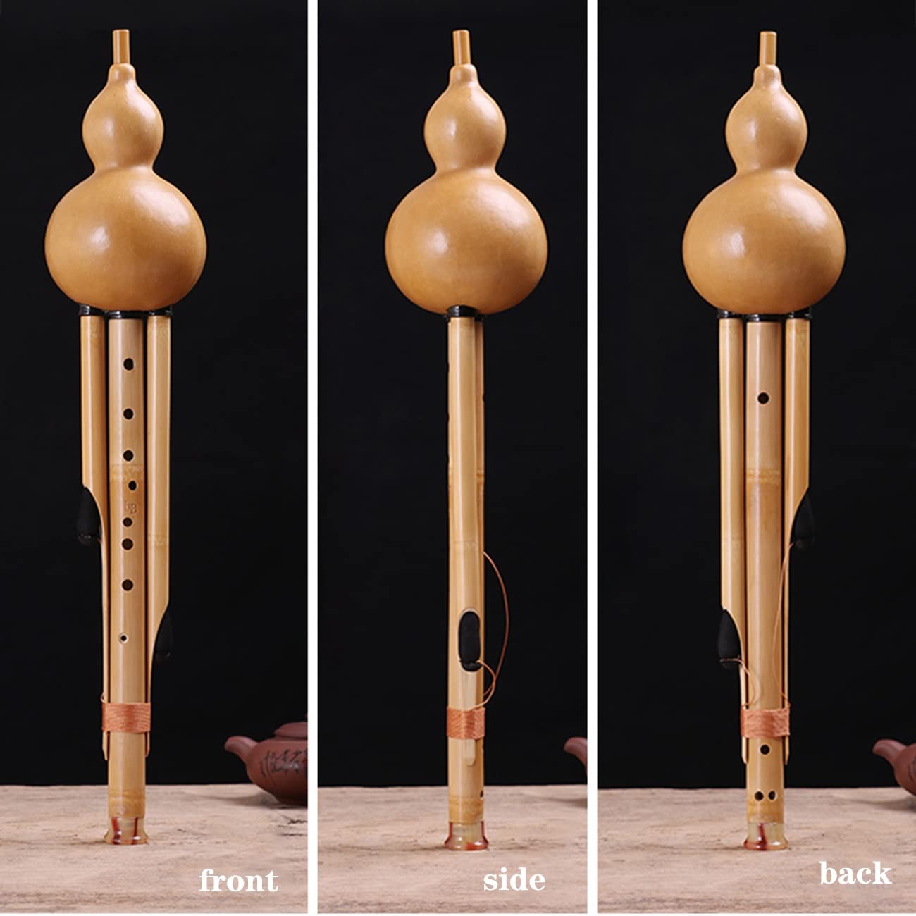 Flauta De Calabaza De Rango Amplio De 9 Agujeros Flauta De Calabaza De Bambú Hecha A Mano Tocar El Instrumento Flautín para Principiantes Do Bemol Si Bemol Cucurbitáceas (Color : Wood, S : B-Flat)
