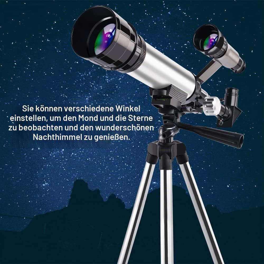 Refraktor Teleskop Kinder Einsteiger Tragbar 60 mm Teleskop Astronomie Fernrohr teleskope mit Stativ Sternfinderlinse für Astronomie Anfänger Kinderteleskop Set Wissenschaft Spielzeug