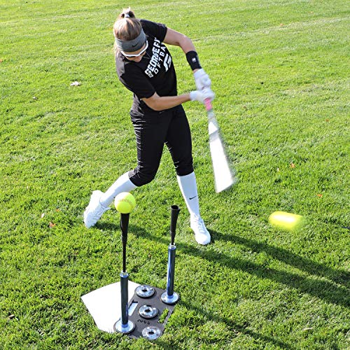 Jugs Pro-Style 5-Point T - This Batting Tee Comes Complete With A Weighted Rubber Encased Base And 2 Fully Adjustable Extension Tubes. Teaches Correct Contact Points For Inside, Middle, And Outside. #TOP4