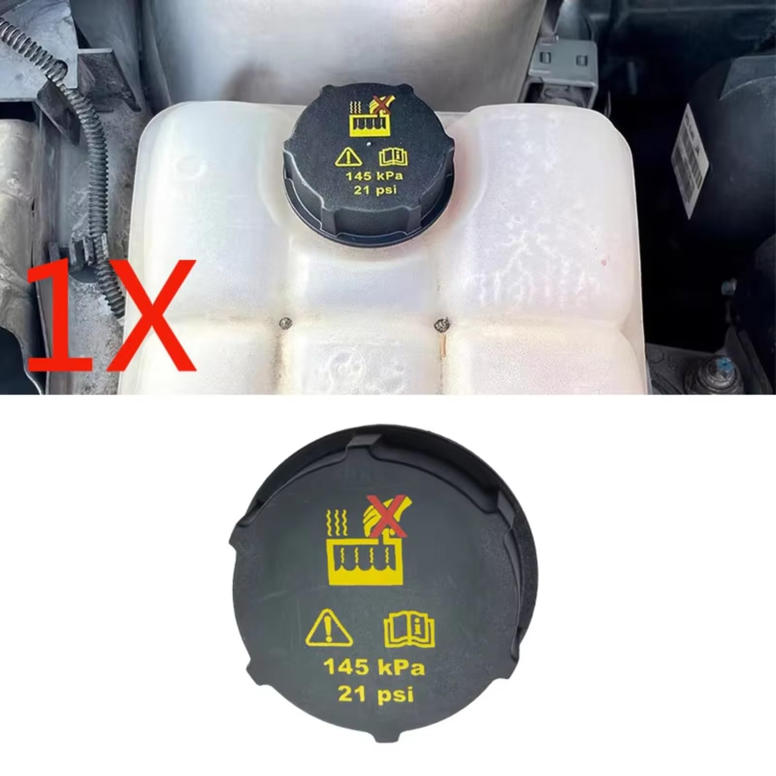 Compatible con Fiesta 2014 2015 2016 2017 2018 DG938101AA Tapa del depósito de expansión del refrigerante del radiador