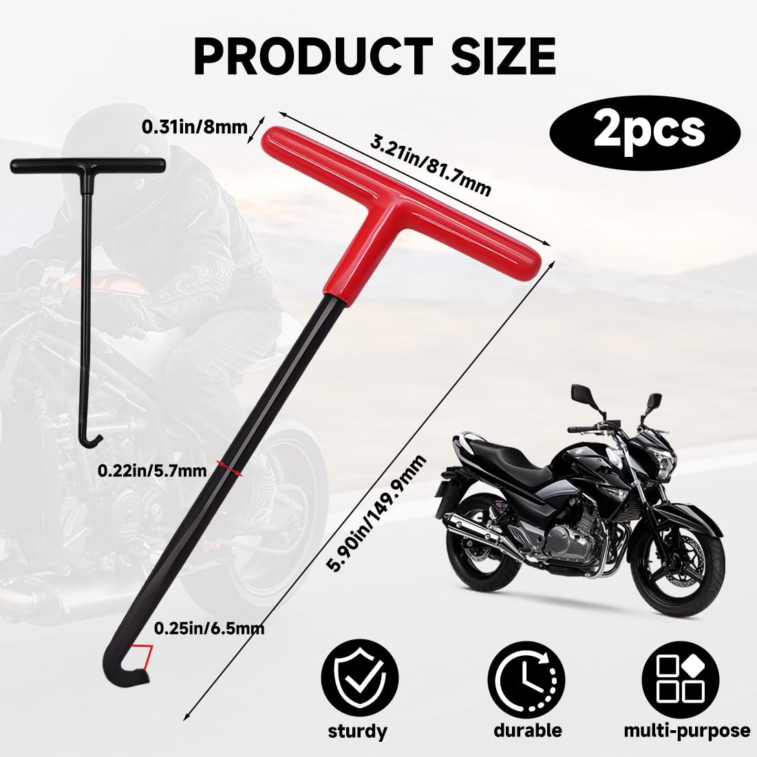 2 Pezzi Estrazione Gancio Molla in Acciaio Attrezzo,Strumento per Molla del Trampolino,T-Handle Gancio a Molla,Tira Molle Attrezzo Gancio per Motociclo Scooter