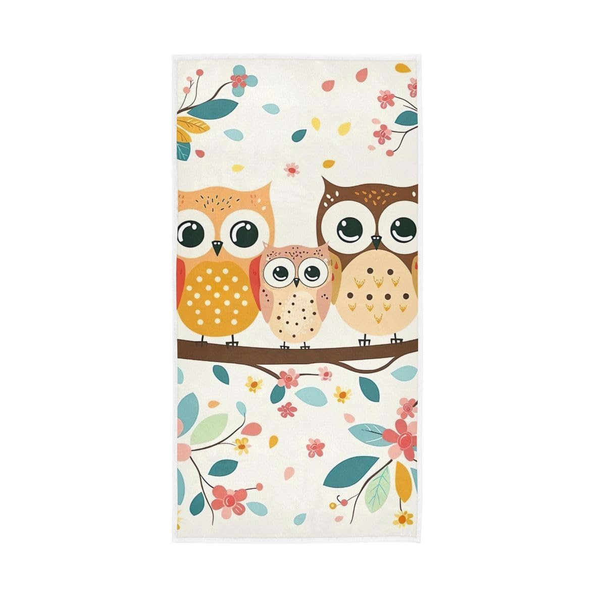 LSRCPD Cute Owl Family Hand Towels, Decorative Towels for Hand, Face, Hair, Yoga, Kitchen, Bath 15 x 30 Inches