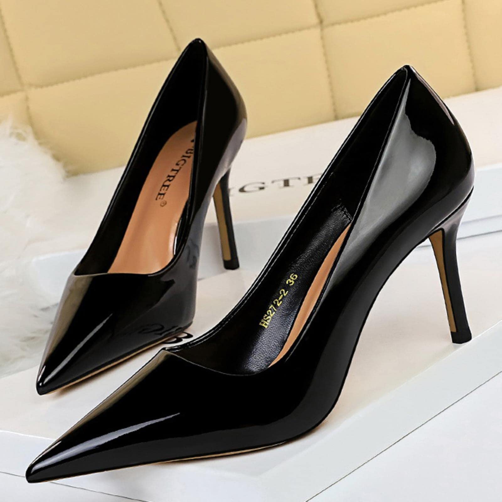 Escarpins en cuir verni pour femme - Talons aiguilles - Chaussures de fête tendance