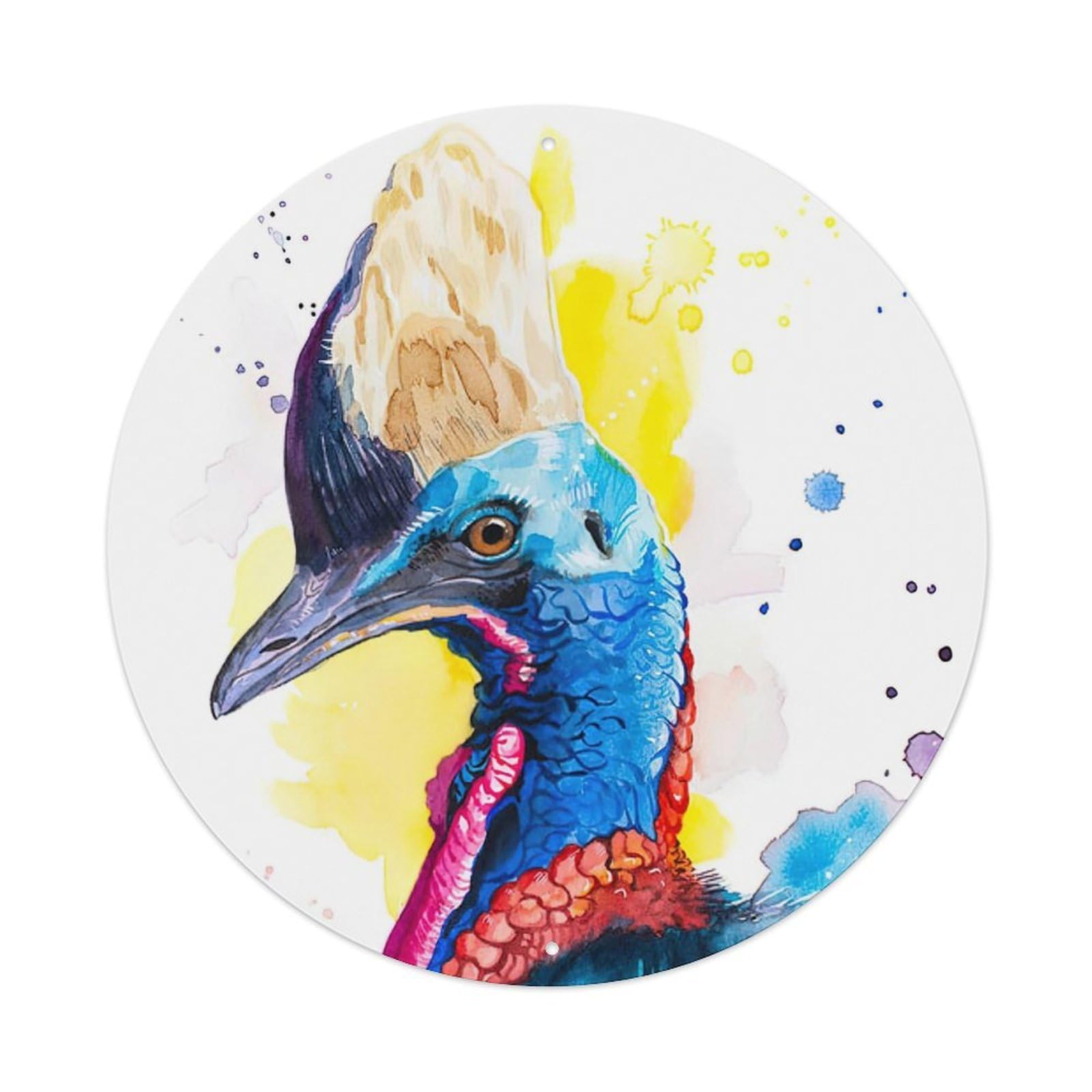 Birds Watercolour Animal Poster Cassowary Metal Tin Sign