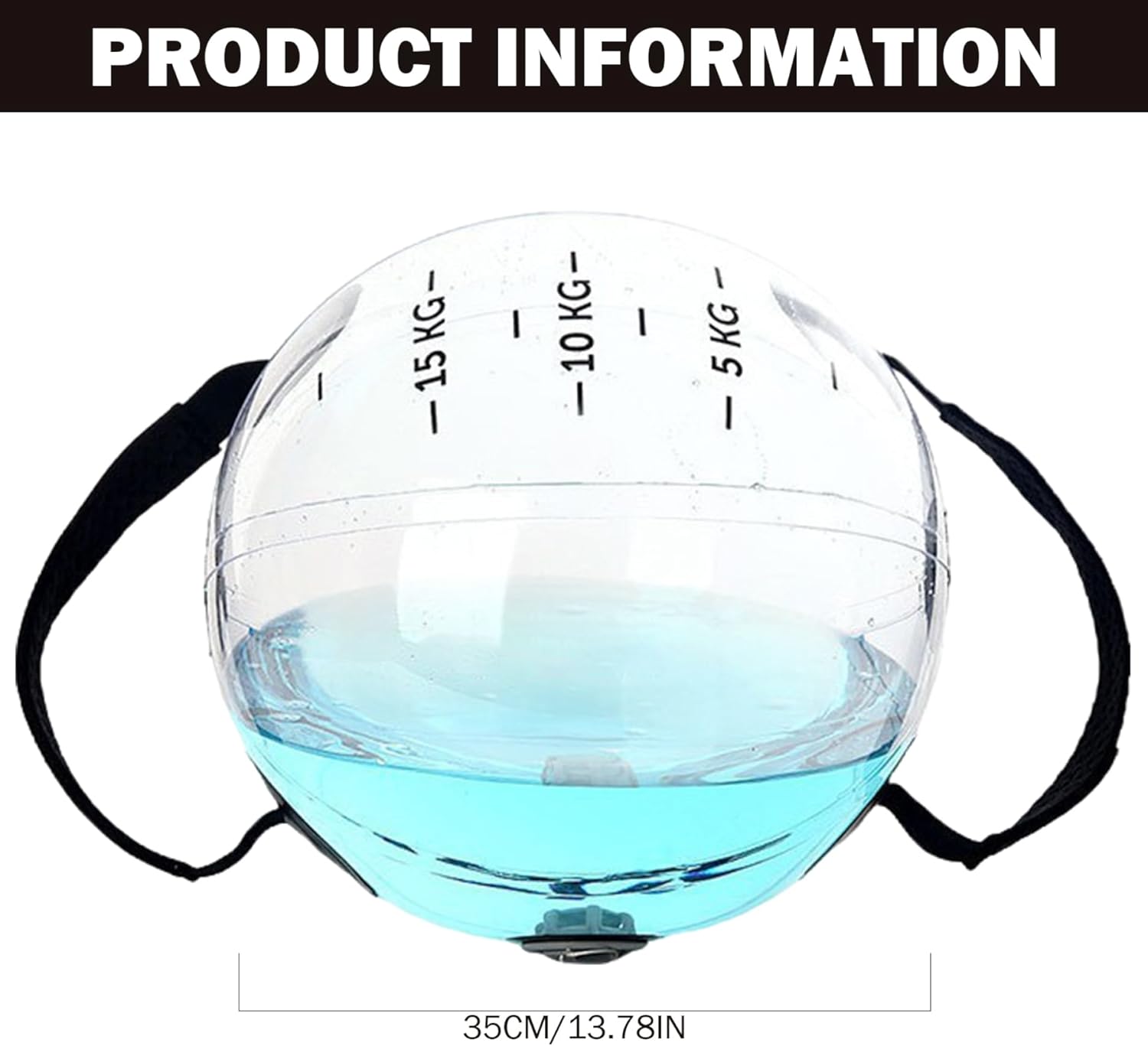 Water Bag Training Baseball Clear Weighted Inflatable Water Fitness Ball Aqua Punching Bag Adjustable with Handle for Core and Balance Training Punching The Air Aqua