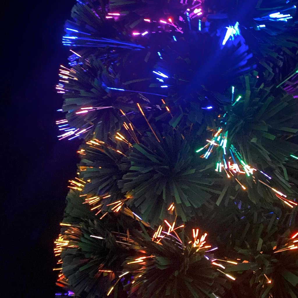 Künstlicher Weihnachtsbaum, schlank, 150 cm hoch, mit Glasfaser-Lichtleitern, farbwechselnd, energiesparend, für Innen- & geschützten Außenbereich