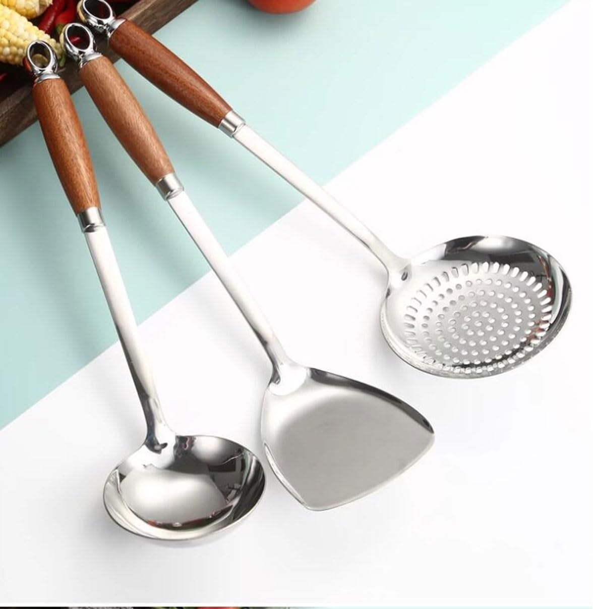 Kitchen Cooking Utensils Sets Gadgets Spoons for Cooking Spatulas Stainless Steel Spatulas Spoons 5 Pieces Cookware Dining