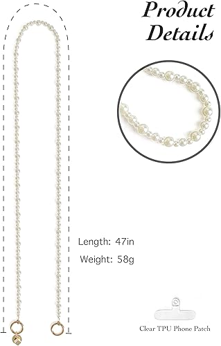 Miniatura 3 de Pearl Phone Lanyard Crossbody + Cell Phone Wrist Strap  Charm, Chain, Bracelet, String, Wristlet for iPhone or Any Phone with Tether Tabs