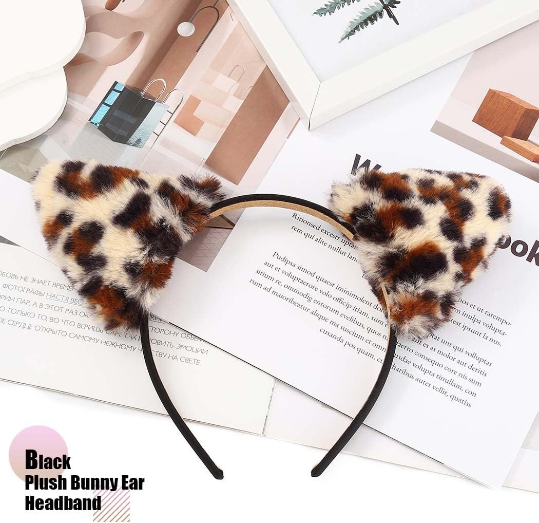 Catery Leopard Cat Ears Cheetah Ears Headband Leopard Costume Accessories for Women - Image 2