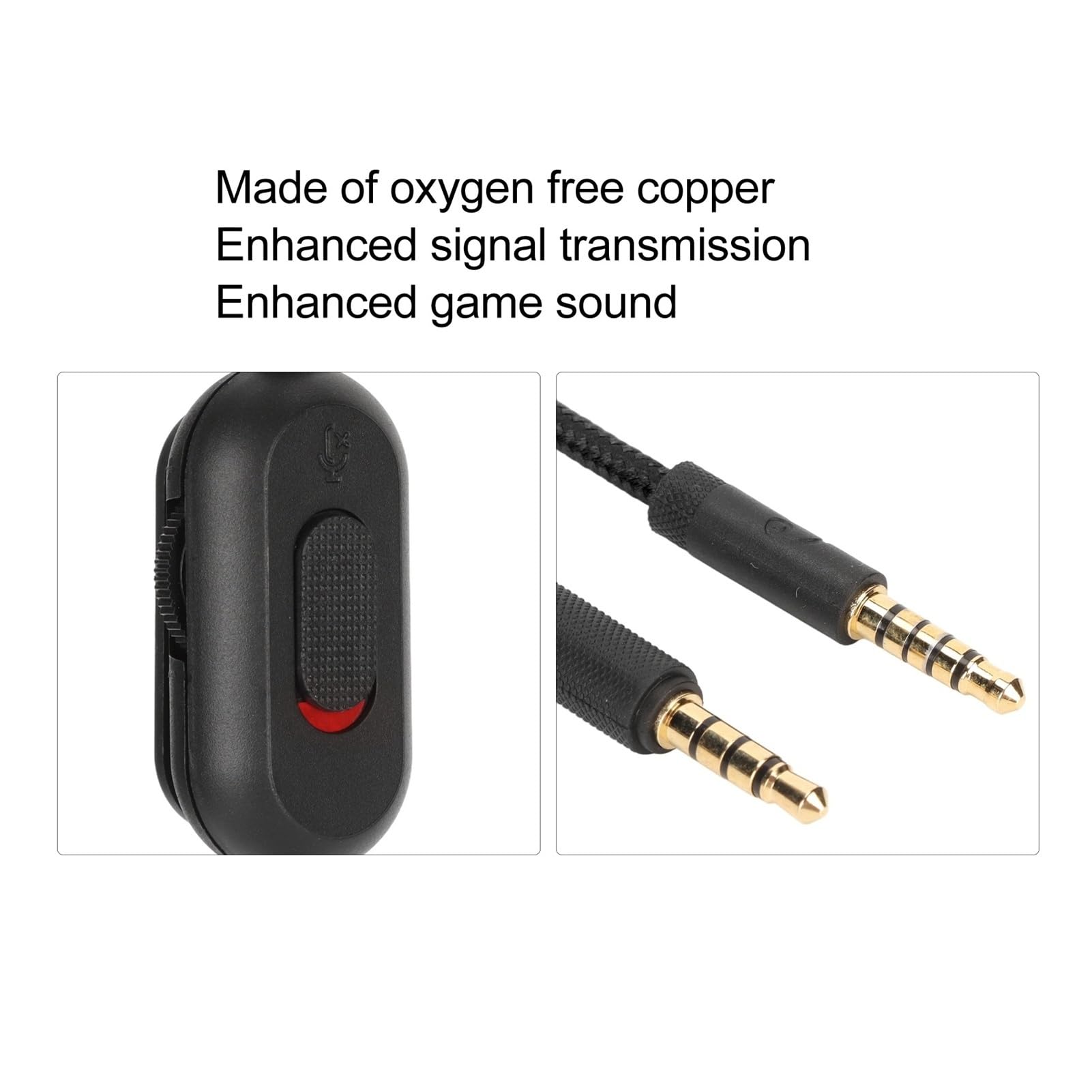 Zestaw słuchawkowy gamingowy, kabel zastępczy 3,5 mm, pleciony z przełącznikiem wyciszającym do Logitech G Pro X G Pro G433 G233 Black