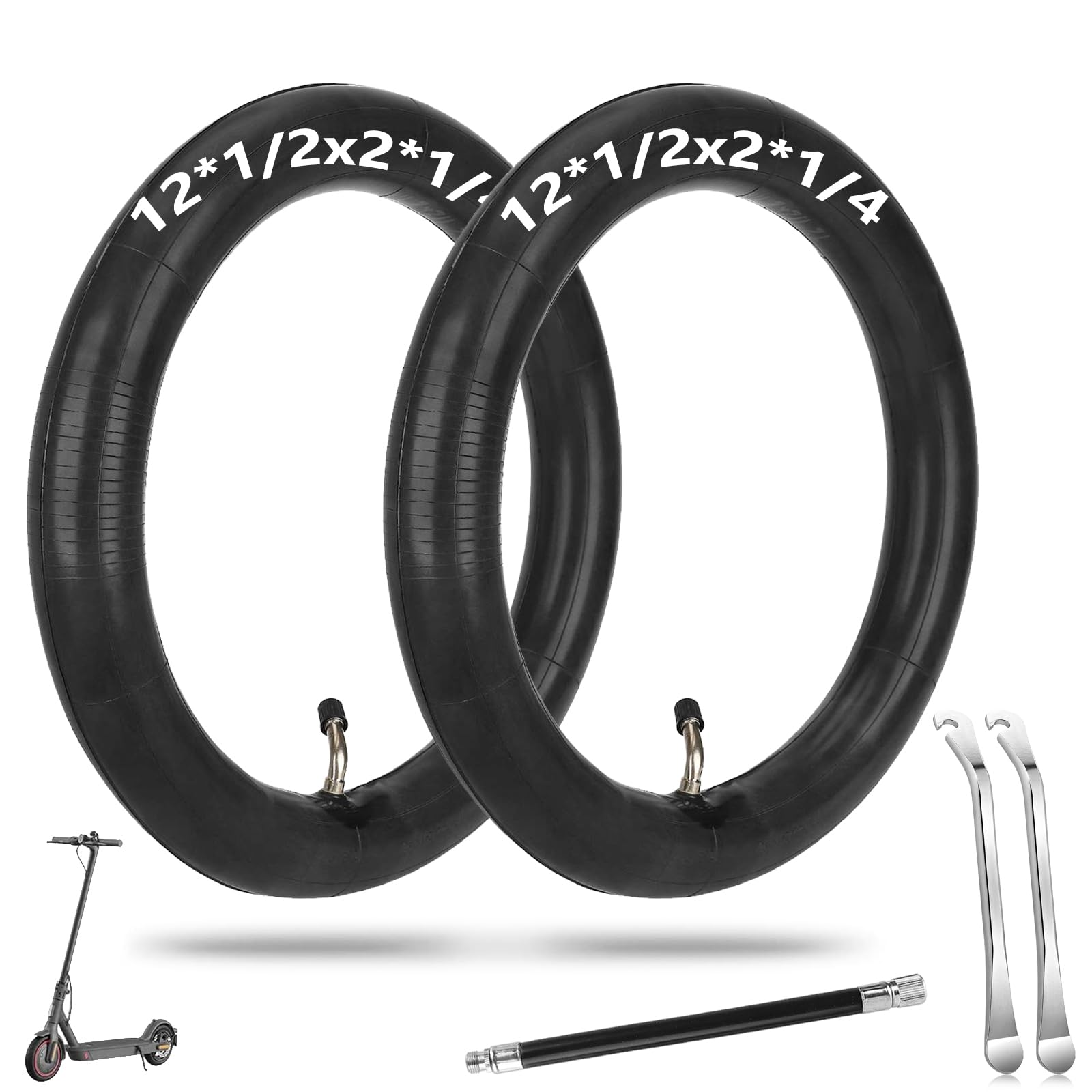 2-Pack 12.5x2.25 Inner Tube Heavy-Duty - 12 1/2 x 2 1/4 Inner Tube for 12 Inch Electric Bike Tire,Kid Bike,Electric Scooters,Most 12x1.75/2.125 12x2.25 12.5X1.75/2.25 Bike/Scooter Tire Tube