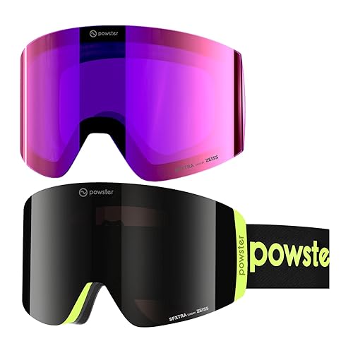 Powster Ski Goggles Snow OTG Snowboard Goggles Magnetic Interchangeable Lens