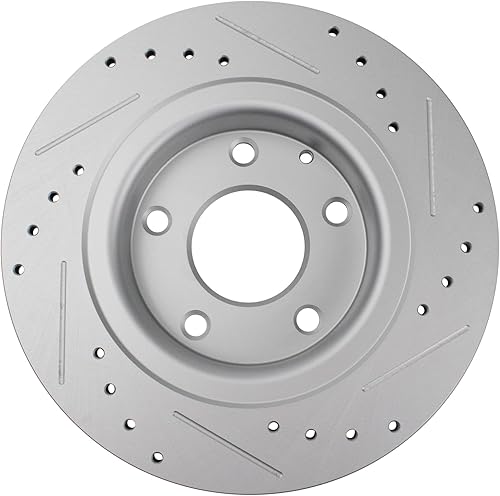 Miniatura 4 de TRQ Juego de 2 rotores de freno trasero ranurados perforados con revestimiento en G para Mazda 6