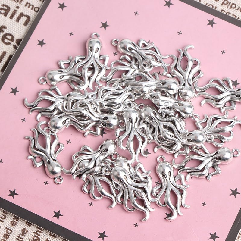 Opexicos 120Pcs Octopus Charms Octopus Pendants Antiqued Bronze Tone Making DIY Handmade Accessories Craft 17 x 28 mm - Image 9