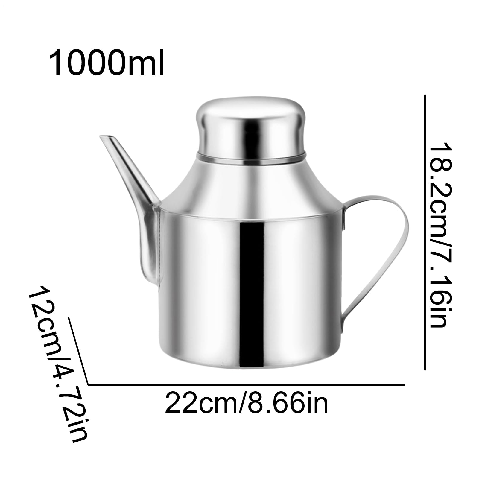 Récipient à Huile Cuisine En Acier Inoxydable 1 Litre Avec Couvercle Et Filtre