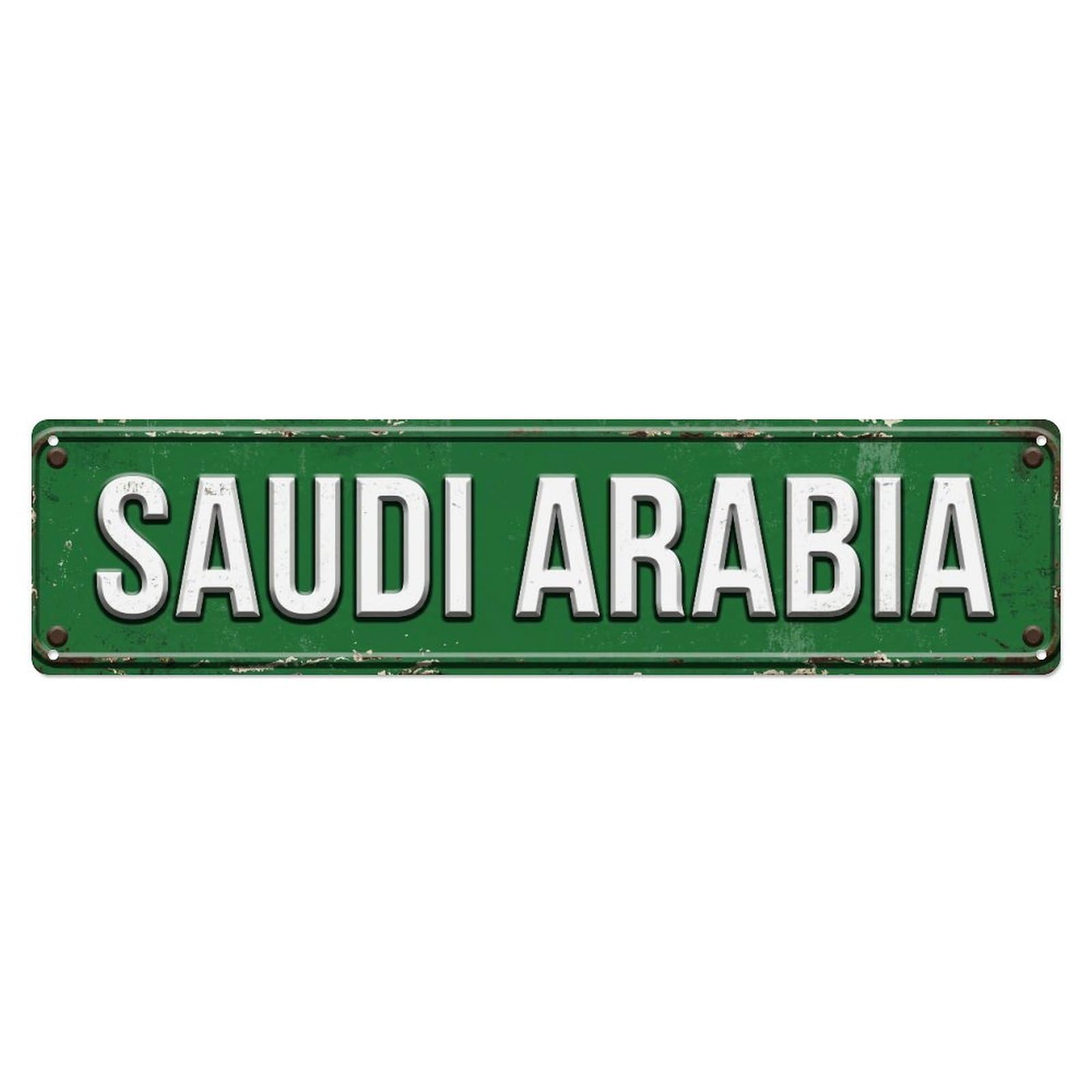 Metal Tin Sign Vintage Saudi Arabia Flag Pattern