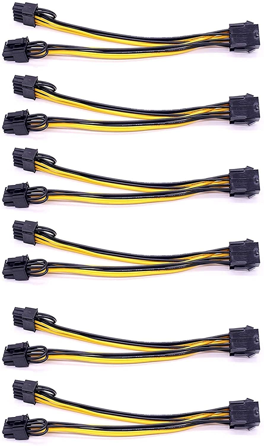 SamMus 8 Pin GPU Pcie PCI Express Female to Dual 8 Pin (6+2) Male Splitter Extension Power Cable for Graphics Card Adapter and Mining 8 Inch (18-19 Cms) - Pack of 6-image-48