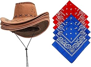 Oshhni Set of 6 Western Cowboy Hats and 6 Bandanas for Carnival and Travel