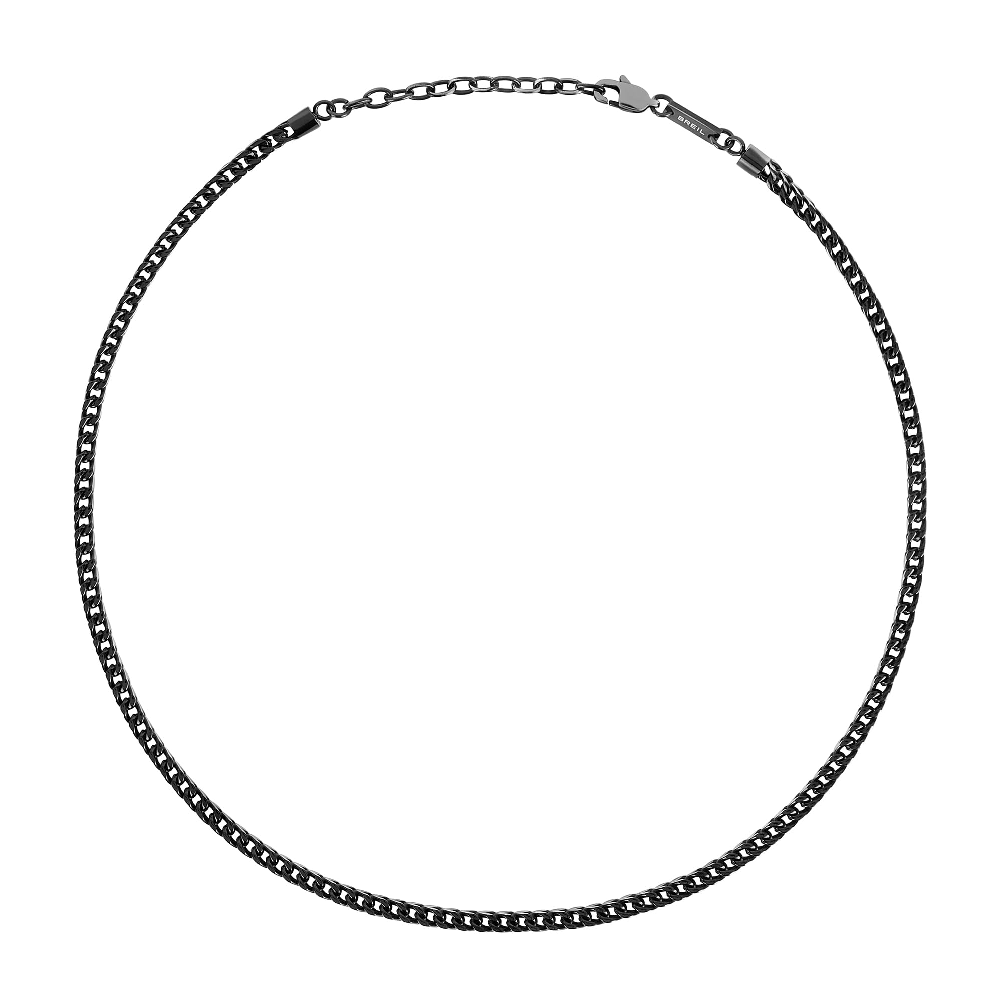 Breil, Collezione Ted Ext, Collana Uomo in Acciaio Lucido Bicolor Nero e Silver, con Catena Intrecciata, Chiusura Regolabile, Lunghezza fino a 52 cm, Idea Regalo Uomo