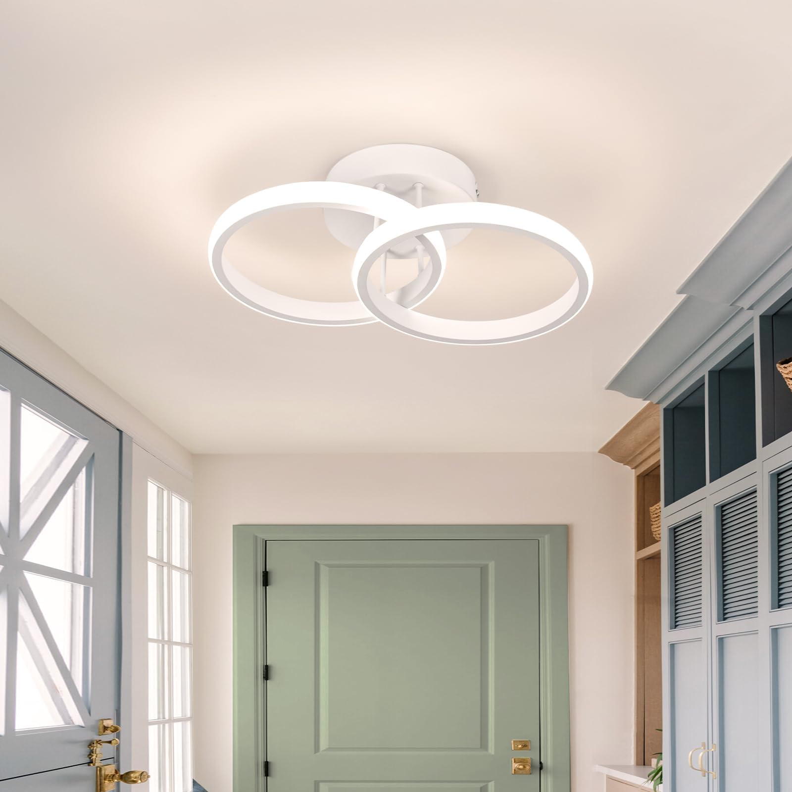 EIDISUNY LED Ceiling Light Modern Ceiling Lamp 33cm Wihte 2 Rings Ceiling Lights Fixture LED for Corridor Kitchen Stairs Hallway Study Room Bedroom Living Room - Image 3