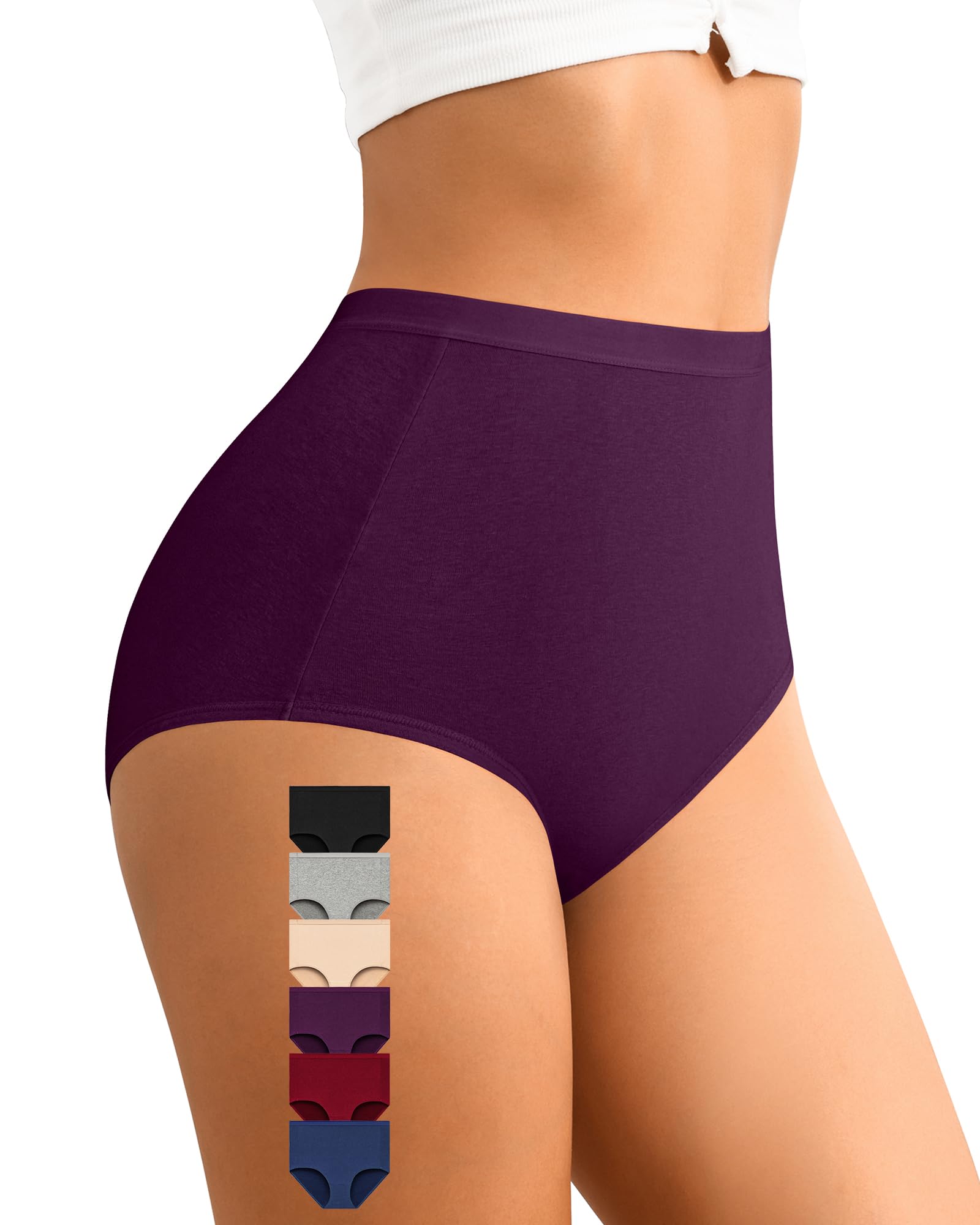 Envlon Womens Cotton Underwear High Waisted Panties Soft Stretch Full Coverage Postpartum Ladies Briefs Multi Pack