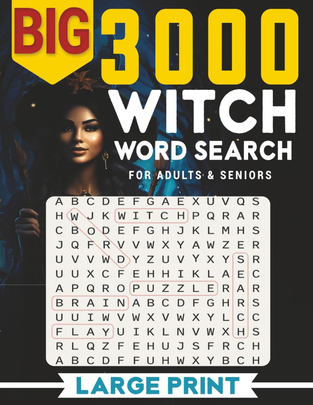 BIG 3000 WITCH WORD SEARCH FOR ADULTS & SENIORS: Large Print Word Find · Easy-to-Read 8.5×11 · Witch & Magic Themes with Solutions