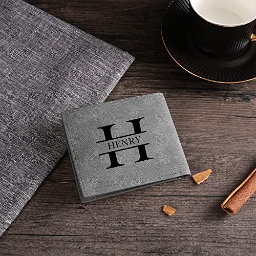 Image of Gifts for Men Personalized Custom Photo Wallets for Men Engraved Picture & Initial Name Wallets for Men Customized Gifts for Fathers Day