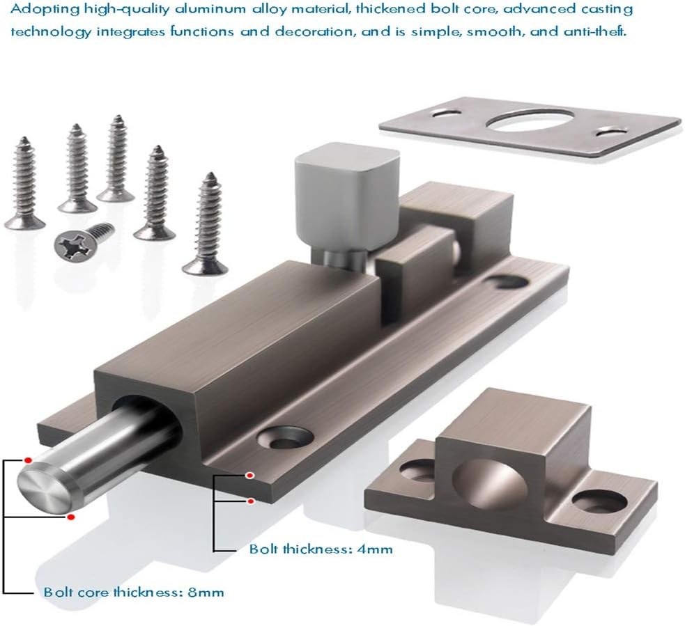 Safety Guard Latch Slide Lock Door Drawer Barrel Bolt 3 Inch Thick Aluminum Alloy Latch Door Lock with Screw