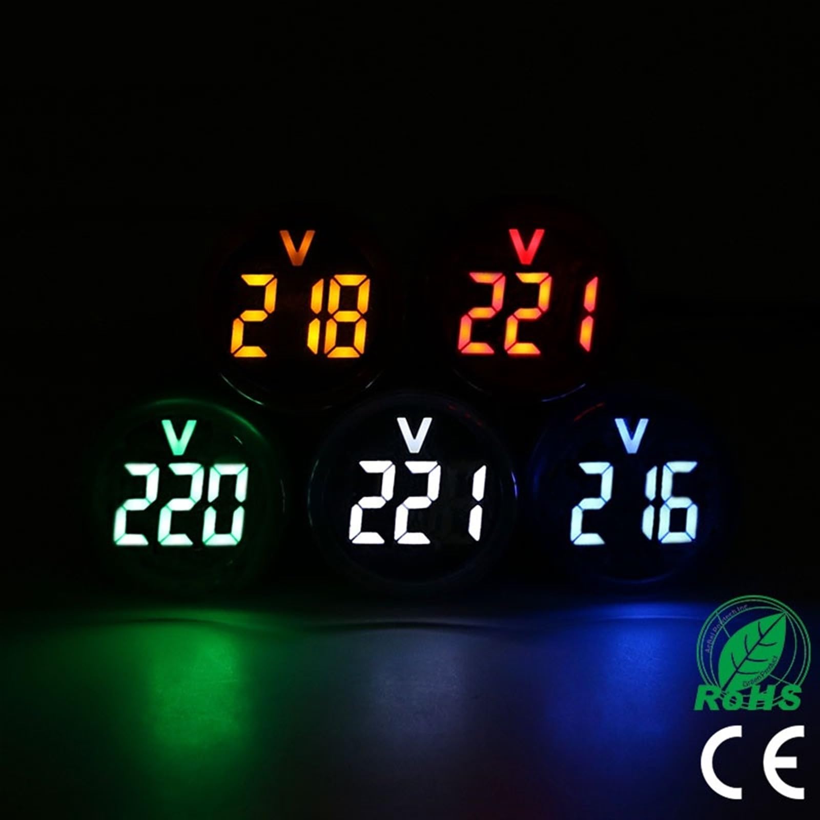 2 Voltmetri Digitali AC 12-500V - Display LED Rosso Per Quadretto 22mm | Misuratore Tensione