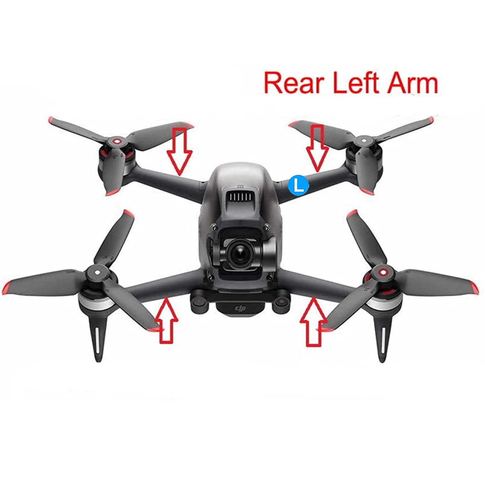 Lewy/prawy przedni / tylny zespół przedniego ramienia do akcesoriów do dronów DJI FPV (lewy, tył)