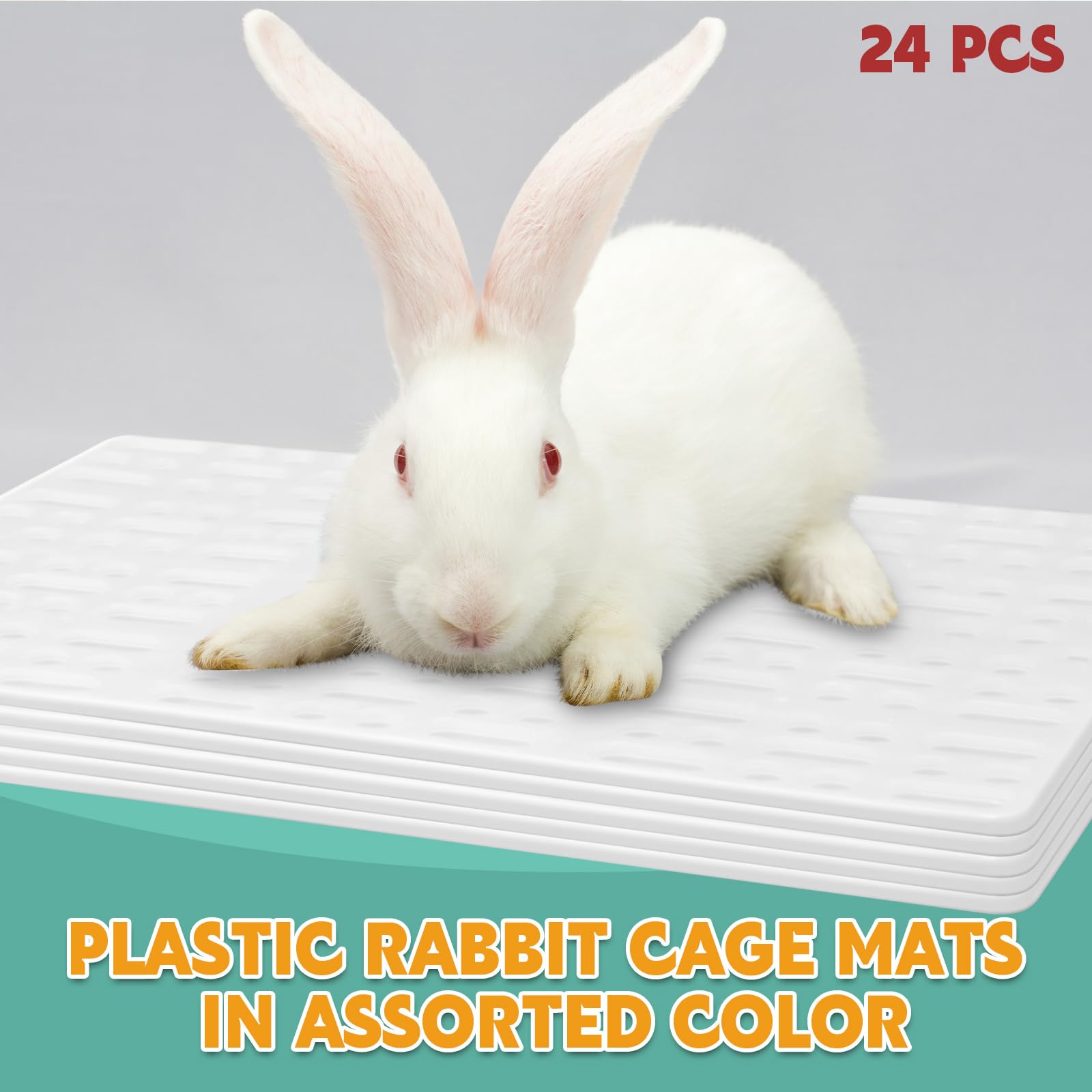 BBTO Kaninchenkäfigmatte aus Kunststoff, langlebig, für kleine Tiere, mit praktischen Verbindungen, Hasen-Pads für einfache Reinigung, für Kaninchen, Ratten, Meerschweinchen, Katzen, Weiß, 24 Stück