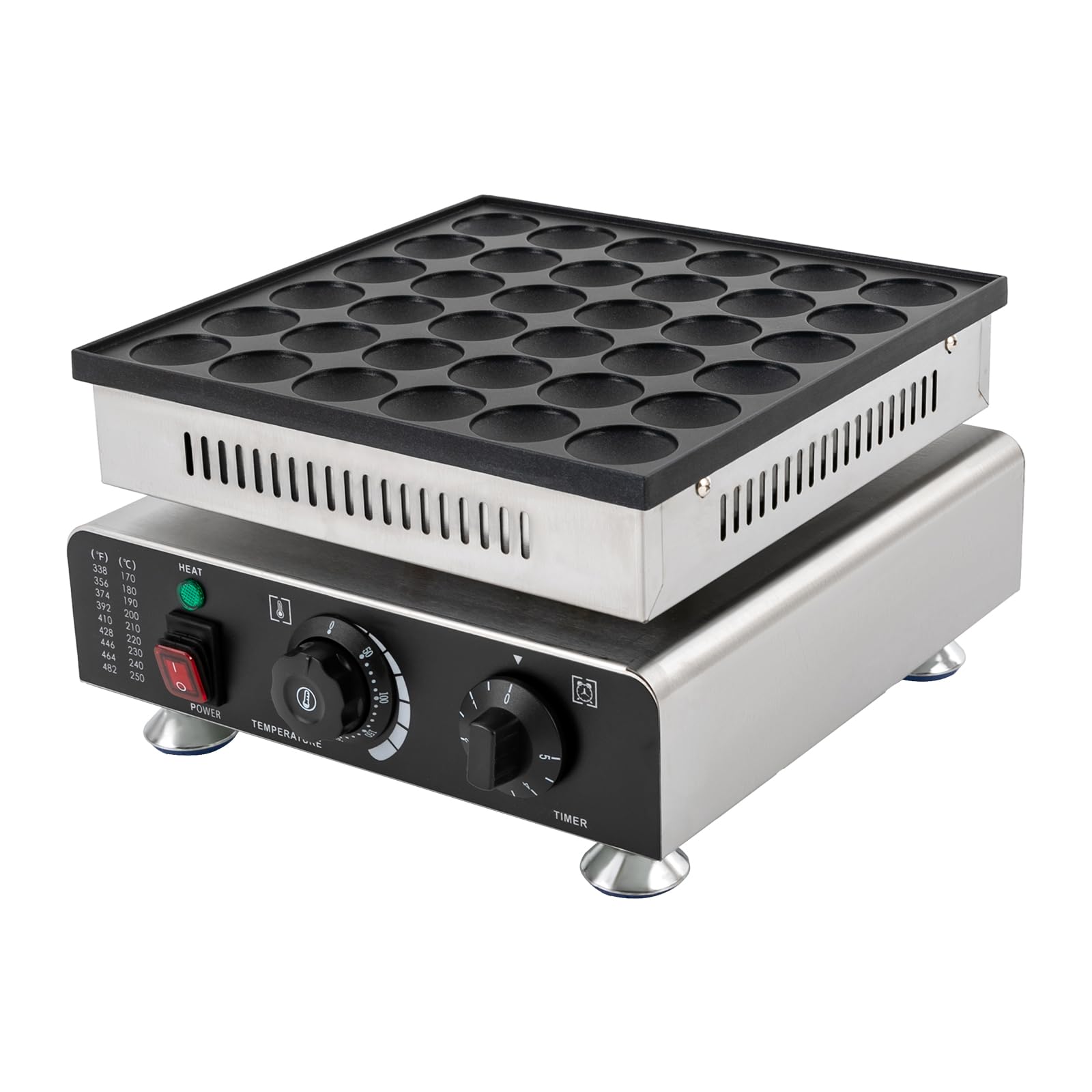 Appareil a Gauffre, Commercial Four à Crêpes en Acier Inoxydable Avec 36 Rond Trous pour Muffins Crêpes Gaufres,Revêtement Antiadhésif,900W 220V