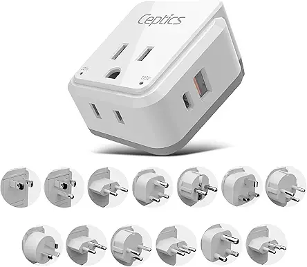 Ceptics International Power Plug Adapter Travel Set, 20W...