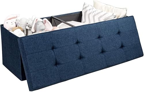 LUARANE - Banco otomano de almacenamiento, otomana plegable de almacenamiento de 120 litros con divisor de metal, baúl de almacenamiento con asiento