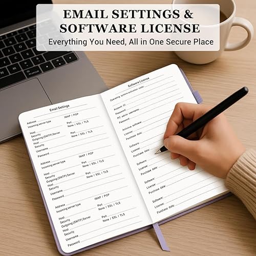 Miniatura 6 de Libro de contraseñas con pestañas alfabéticas - Organizador de direcciones de Internet y contraseñas de tapa dura - Cuaderno de contraseñas para
