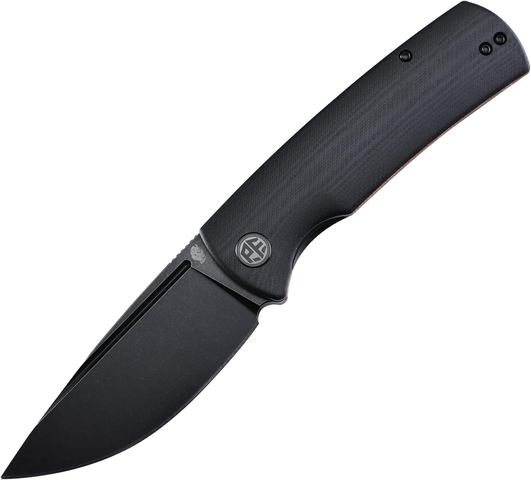 PFP01 k110 steel folding knife G10 handle Front flipper outdoor Camping survival hunting EDC tool knives (Black G10 Stonewashed)