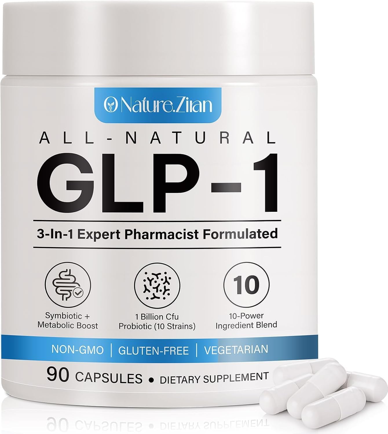 O NATURE . ZIRAN GLP-1 Weight Management Supplement for Women & Men, Multiple Probiotic & Vitamins Supplements, GLP1 Appetite Control, Energy & Digestion Balance - 90 Capsules (Pack of 1)