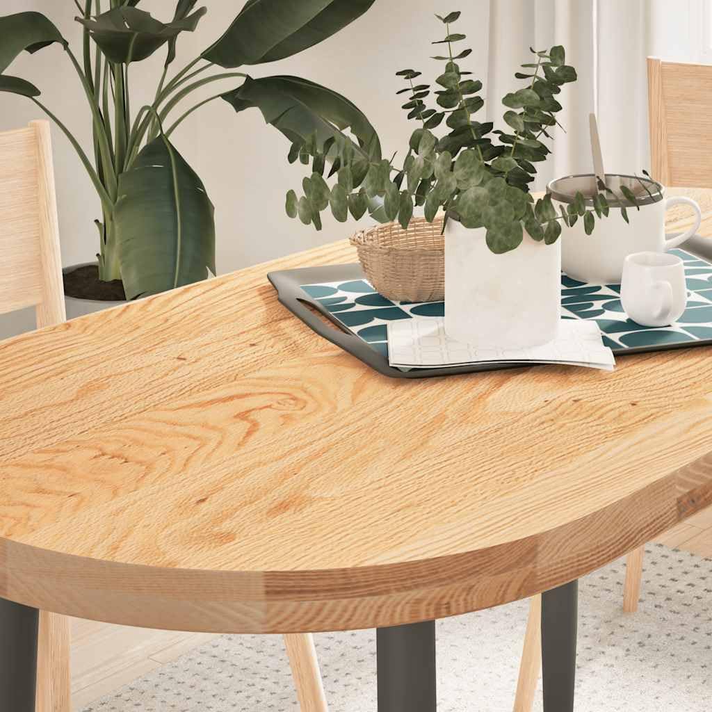 Massivholztischplatte 120x60x4 cm Eiche oval für Esszimmer, Wohnzimmer, Büro, Garten, DIY BAU, Möbelrestauration, robuste Arbeitsplatte, vielseitiges Zubehör, schützende Auflage
