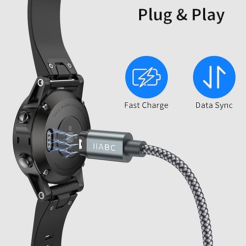 Miniatura 3 de IIABC Cable de carga compatible con Garmin Watch, paquete de 2 cables de carga USB de 3.3 pies para Garmin Fenix 5 5S 5X Plus 6 6S 6X Pro 7 7S 7X,
