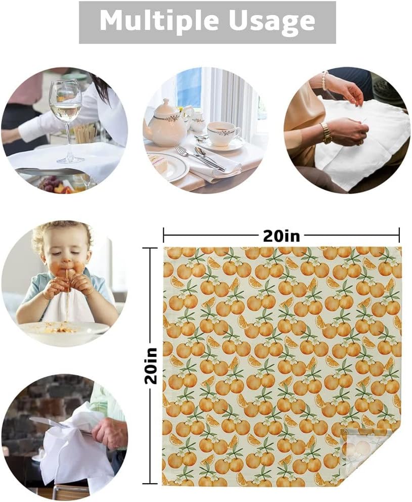 Plant Fruit Table Napkins Cloth Set Soft Handkerchief Wedding Decoration Banquet Dinner(8pcs)