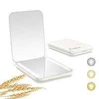 Vista 11 de Kintion Espejo de bolsillo recargable, espejo de tocador compacto de doble cara con aumento 1X/3X, 3 luces de color, regulable, pequeño espejo