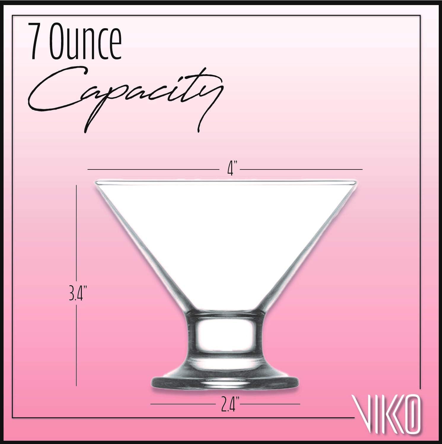  | Vikko Footed Ice Cream Bowls: 7 Ounce Dessert Cups – For Ices, Pudding, Fruit, and More – Set Of 6 Thick Glass Serving Dishes – Dishwasher Safe: Dessert Bowls