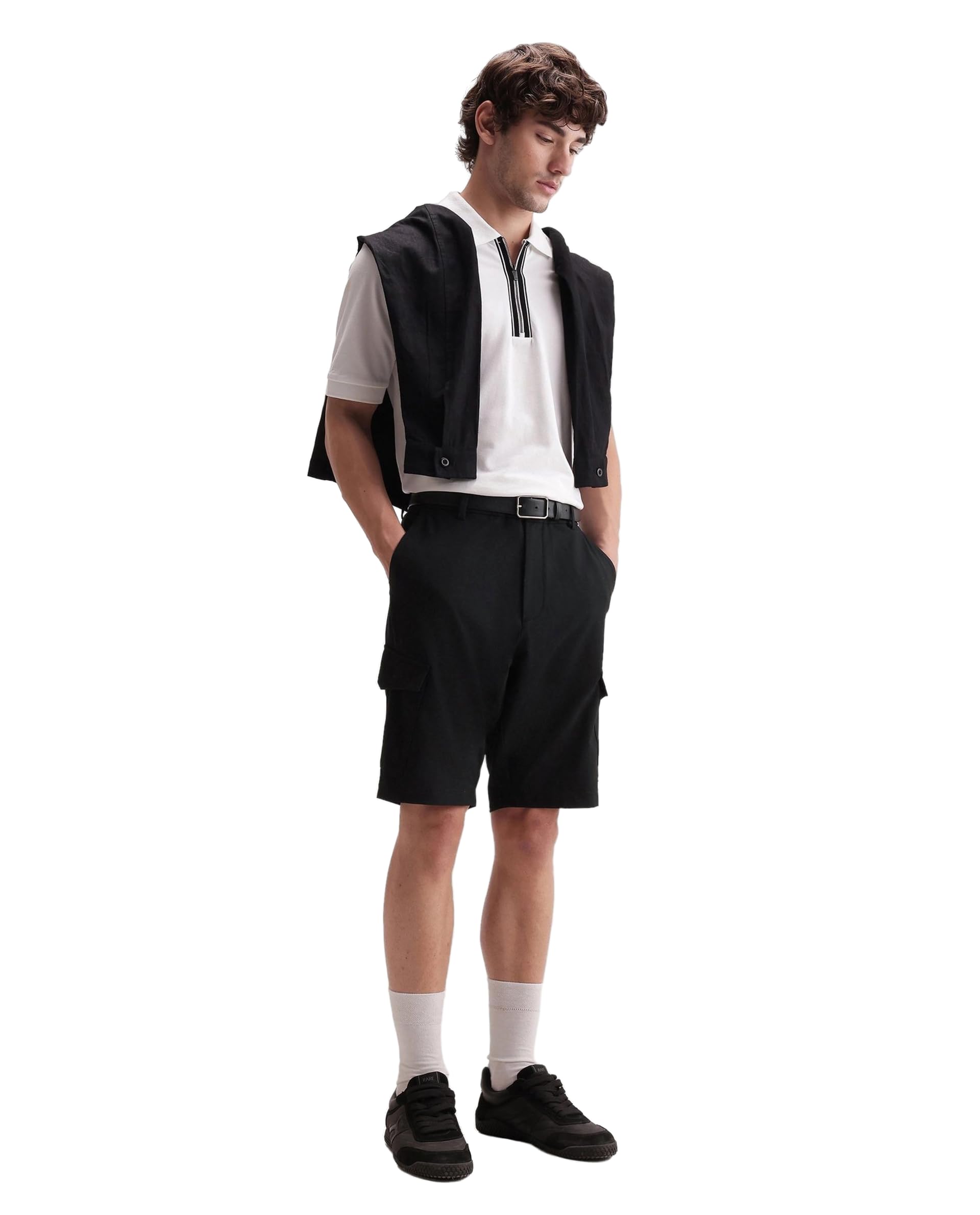 rare rabbit Men's Tripco Regular Fit Solid Polyester Blend Mid-Rise Knee Length Short-picture-34