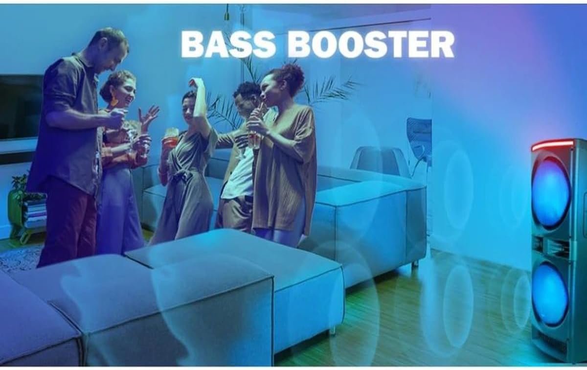 Gemini 6000W Peak Power Bluetooth Karaoke Party Speaker System with Dual 12" Woofers, LED Lights, Mic, Guitar Input, DJ Effects, USB Recording & Remote Control (GPK-1200) - Image 7