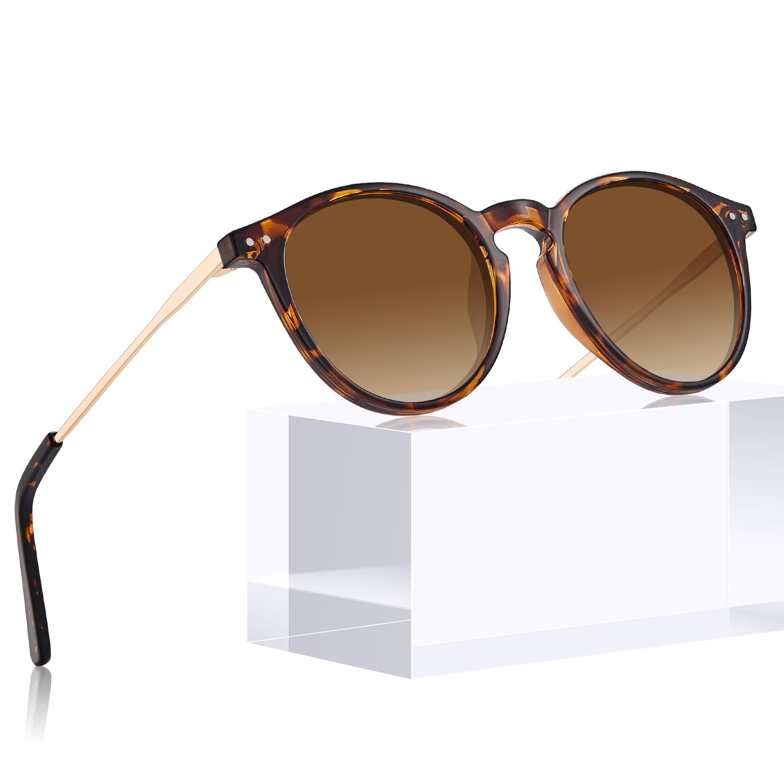 CARFIA Polarisierte Damen Sonnenbrille mit Brillenetui Vintage Acetatrahmen