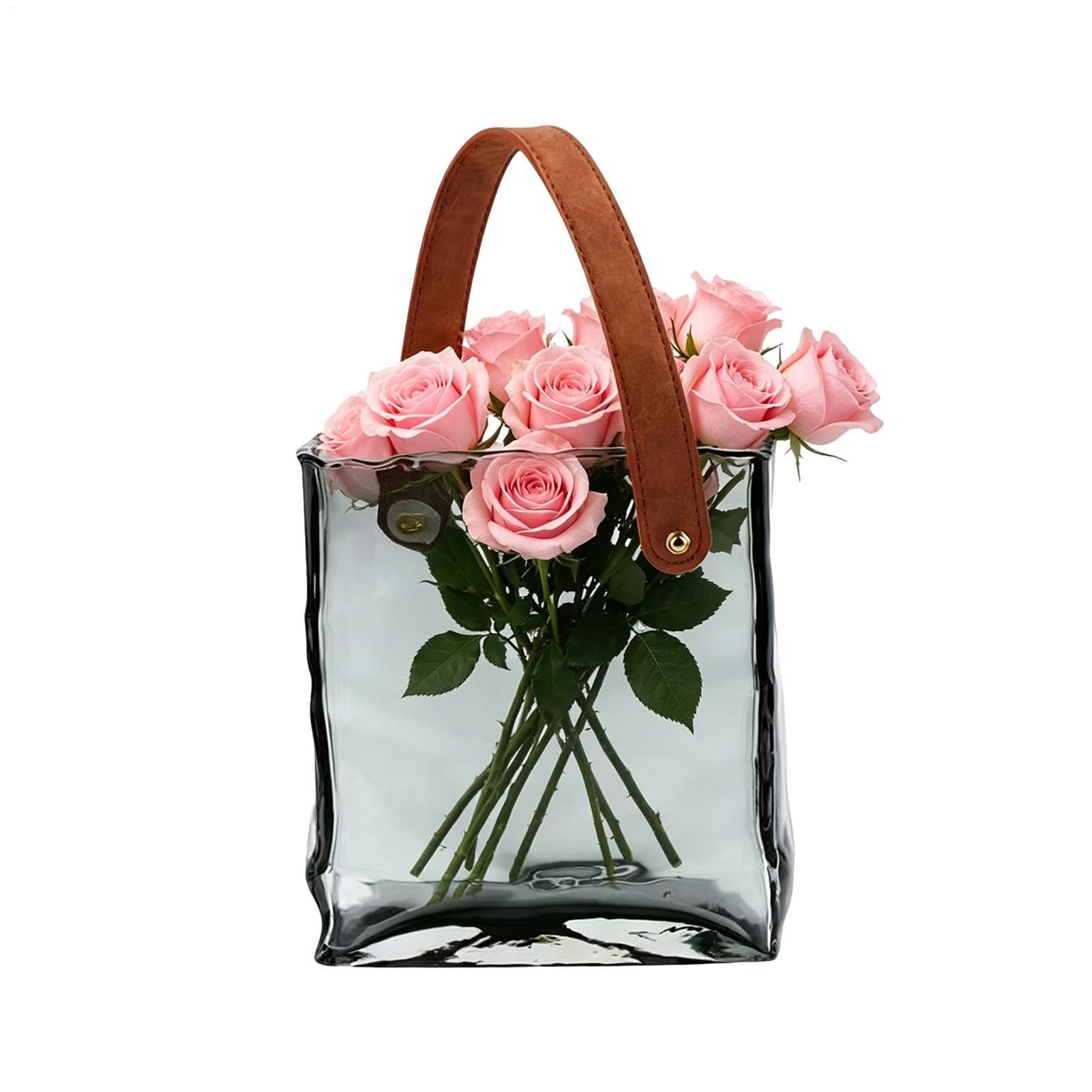 Glas-Handtaschenvase Moderne Wohndeko Tischdekoration | Blumengesteck Niedliche Vase Glastasche für Wohndeko Schlafzimmer Wohnzimmer Büro Landhausstil Geburtstag Einweihung
