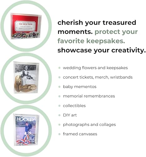 Miniatura 5 de Rare Owls Marco de caja de sombra acrílico 100% transparente, caja de memoria, marco (8 x 10 x 2 pulgadas para montar en la pared, con ranura para