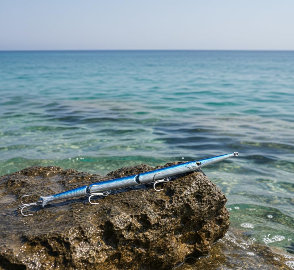 Kit 4 PZ Jointed Garfish 255 Esca Artificiale Aguglia Snodata Pesca Spinning Mare Serra Barracuda