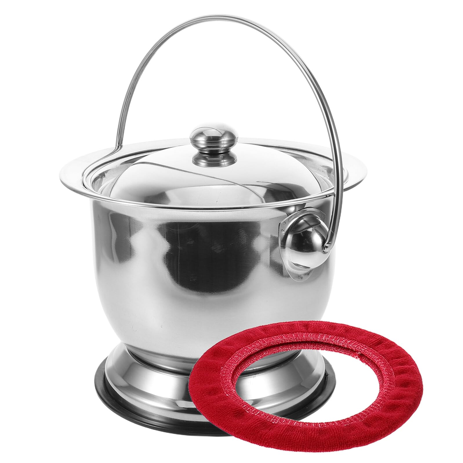 TOYANDONA Padella in Acciaio Inox per Adulti con Coperchio, Vaso da Notte Portatile Antiscivolo per Anziani e Donne, Secchio Wc da Camera con Bordi Arrotondati e Capacità Elevata