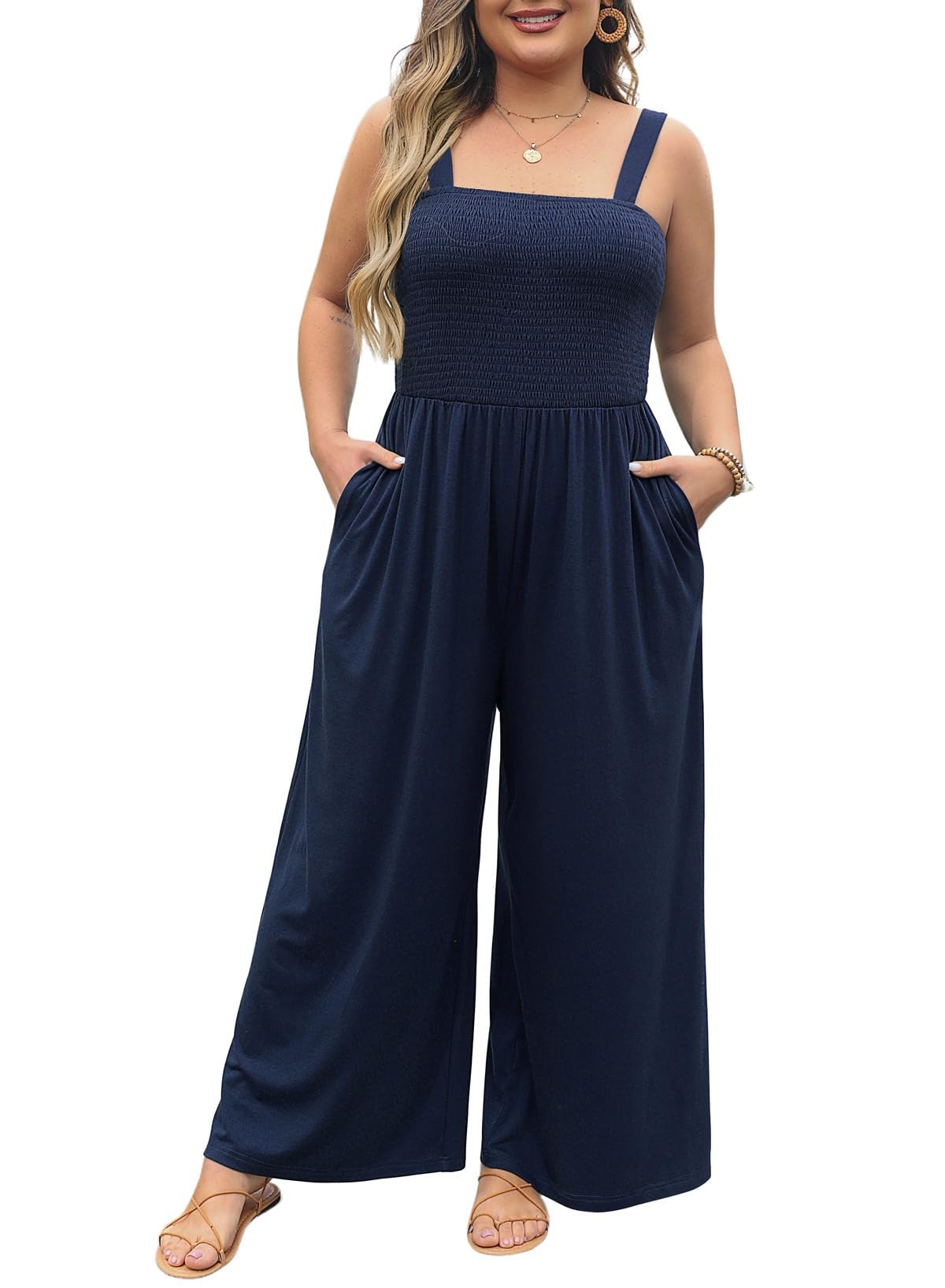Eytino Spaghetti Strap Wide Leg Romper